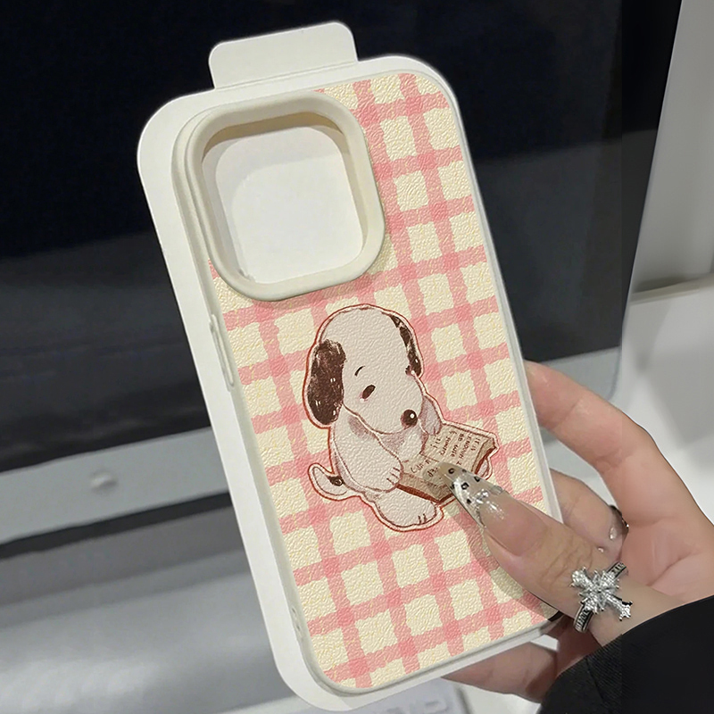 Vintage Collection - かわいいヴィンテージブック犬ライチ柄スマホケース Samsung Galaxy A56 A55 A53