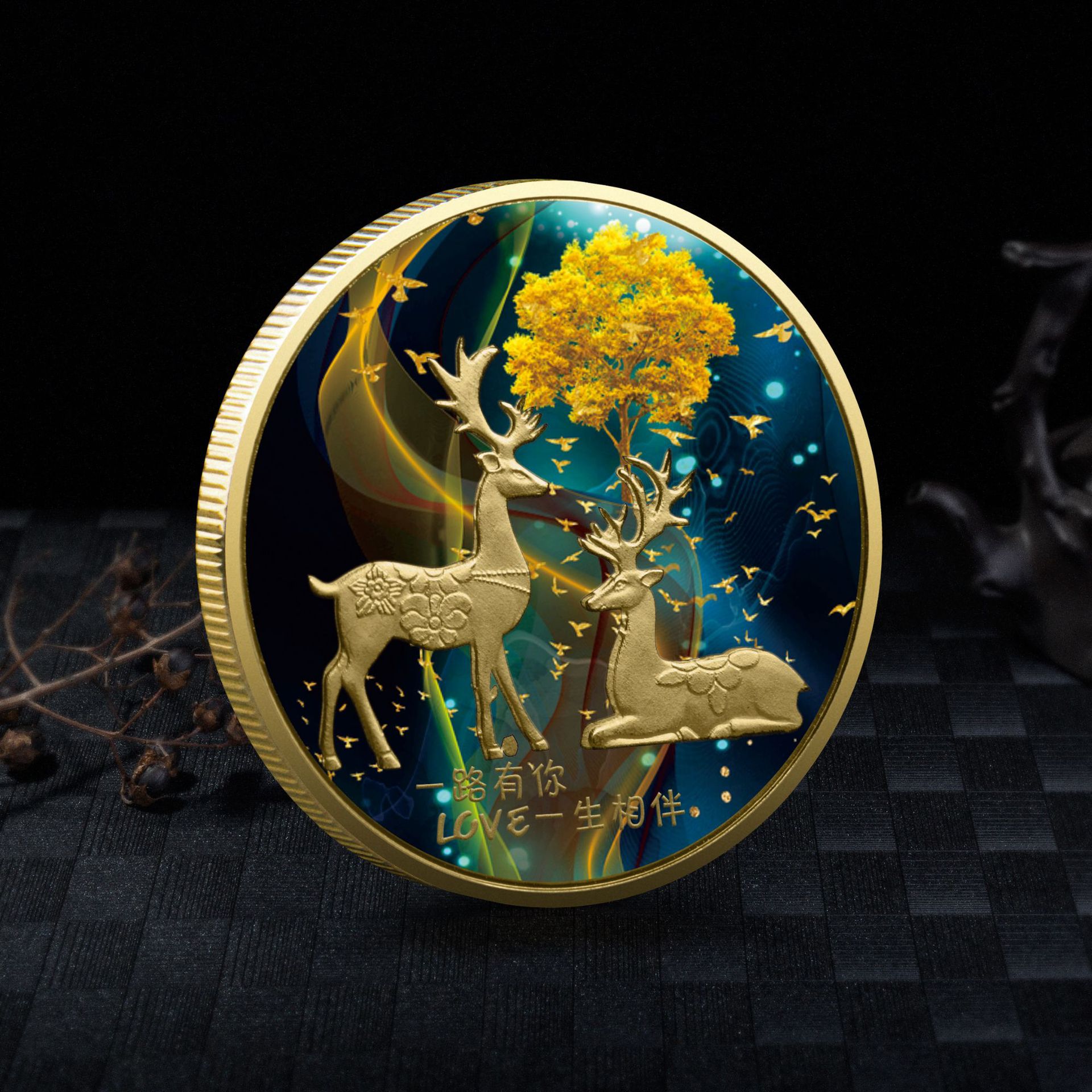 Vintage Collectible Coins - ゴールドの鹿のコイン,収集品,収集品,ヴィンテージのお土産,装飾ギフト,新年