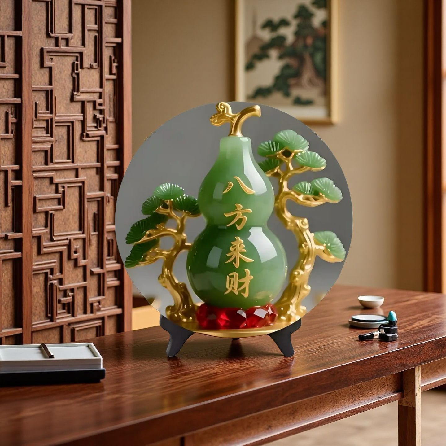 天然翡翠ひょうたん置物家の玄関リビングルームデスクトップ装飾 - Vintage Collectible Christmas Ornaments のレビューと価格
