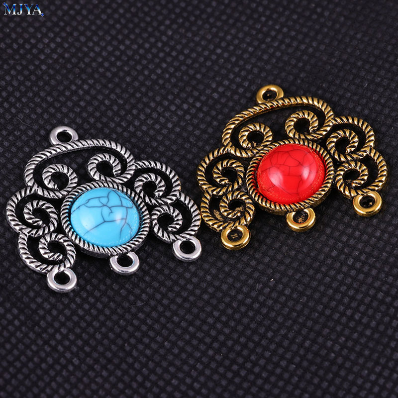 MJYA 5 ピース/ロットヴィンテージ合金ターコイズコネク - Vintage Collectible Item のレビューと価格