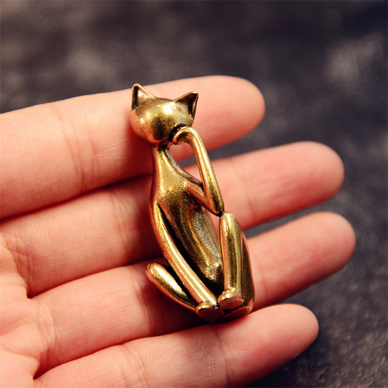瞑想する猫の置物 ヴィンテージ猫のオーナメント 真鍮製動物像 - Vintage Collectible Christmas Ornaments のレビューと価格