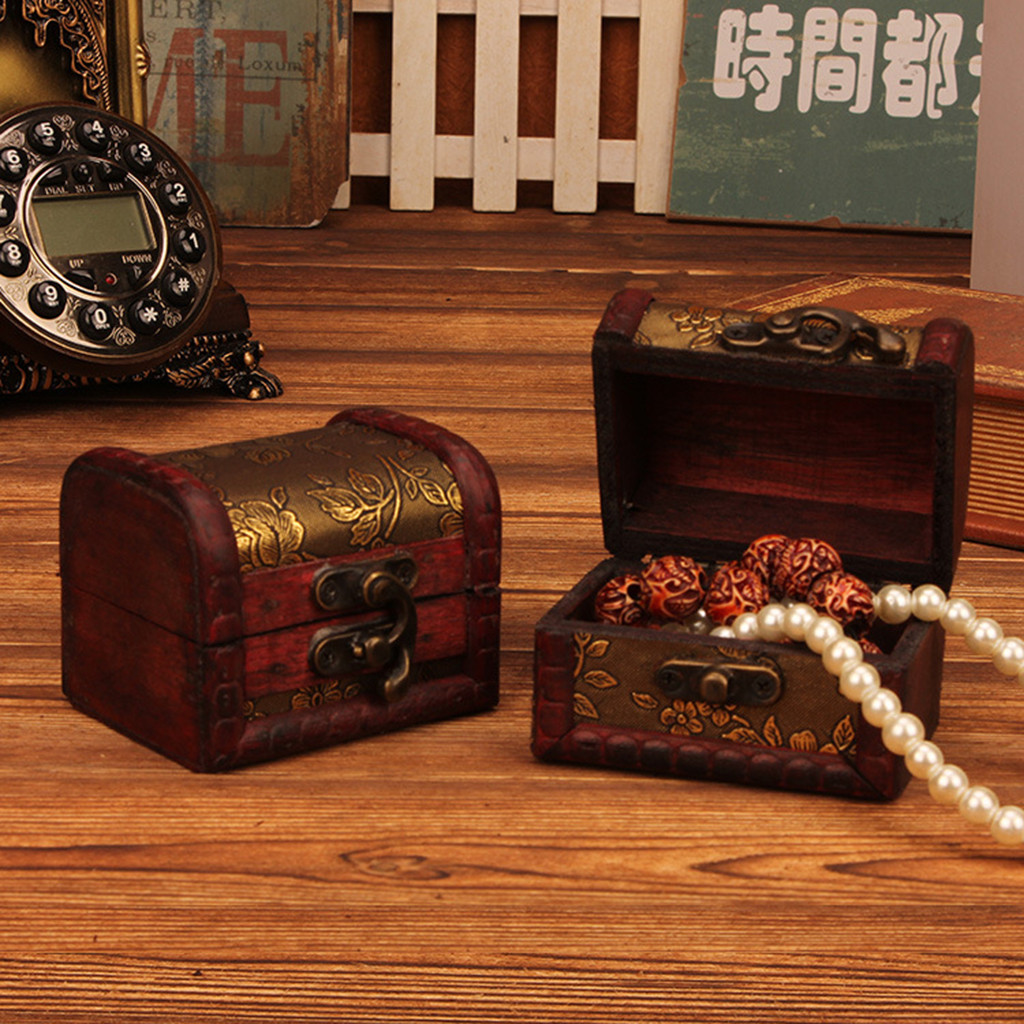 中国風のヴィンテージ木製ジュエリーボックスロック付き小物入れ - Vintage Collection のレビューと価格